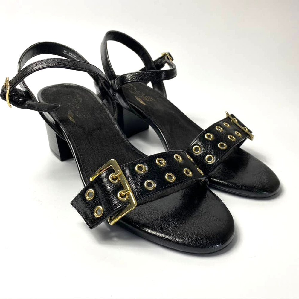 Women's Aerosoles Heel Rest Cushion Black Heel Grommet Buckle Sandal Black 9